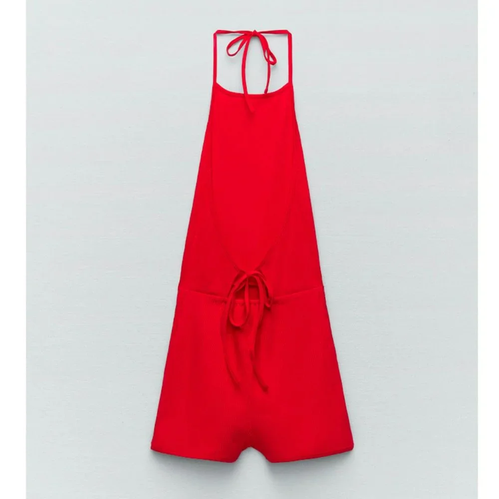 NWT Zara Size S Red Short Halter Jumpsuit - Picture 2 of 2